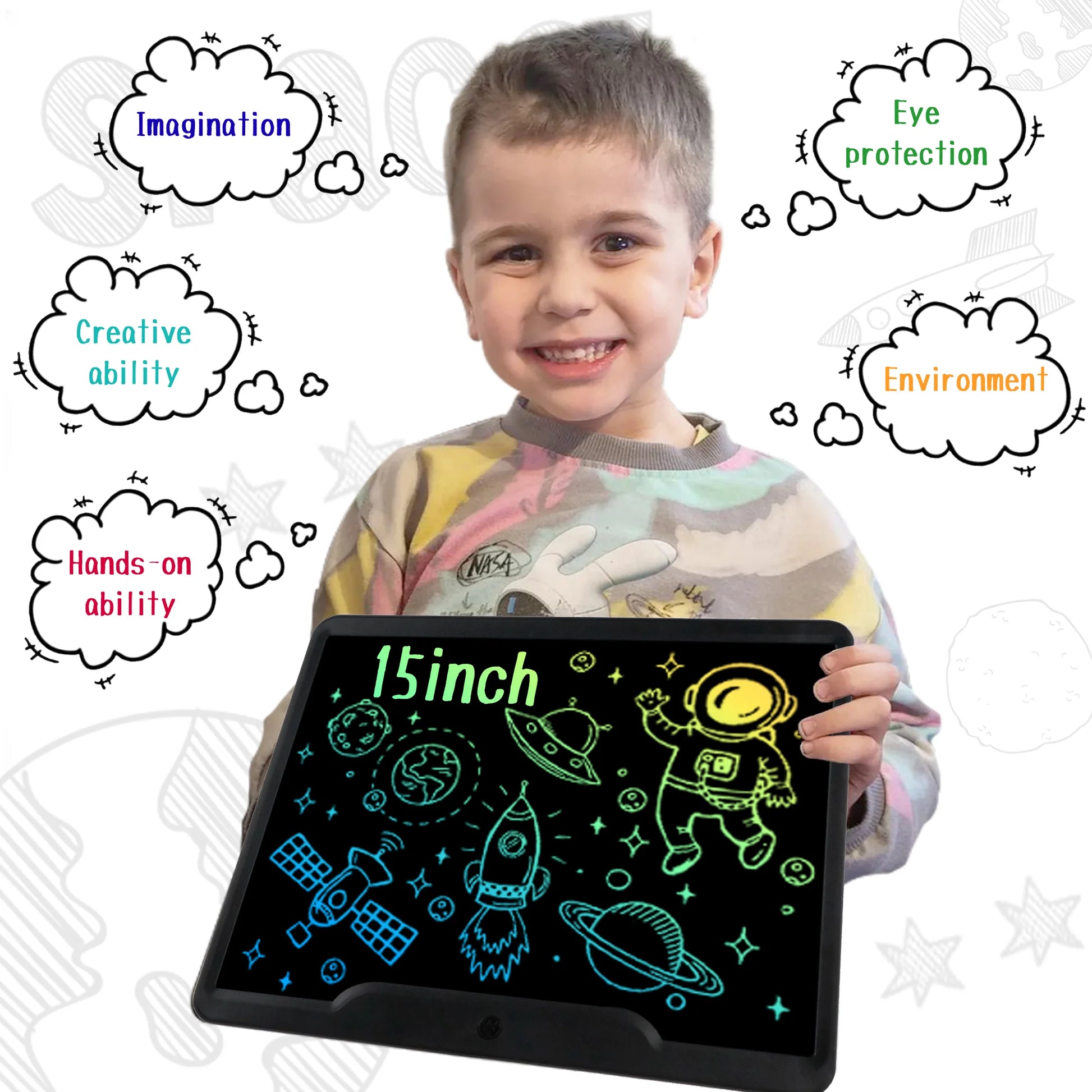 15-Inch LCD Writing Tablet, Kids Electronics Kids Drawing, Doodle Board Oversize Drawing Board Writing Tablet, Etch a Sketch, Girl Toys, Educational Toddler Toys for 3 Year Old and up (Black)